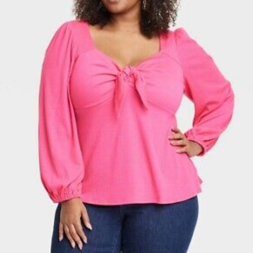 Ava + Viv NWOT Long Sleeve Sweetheart Knit Blouse